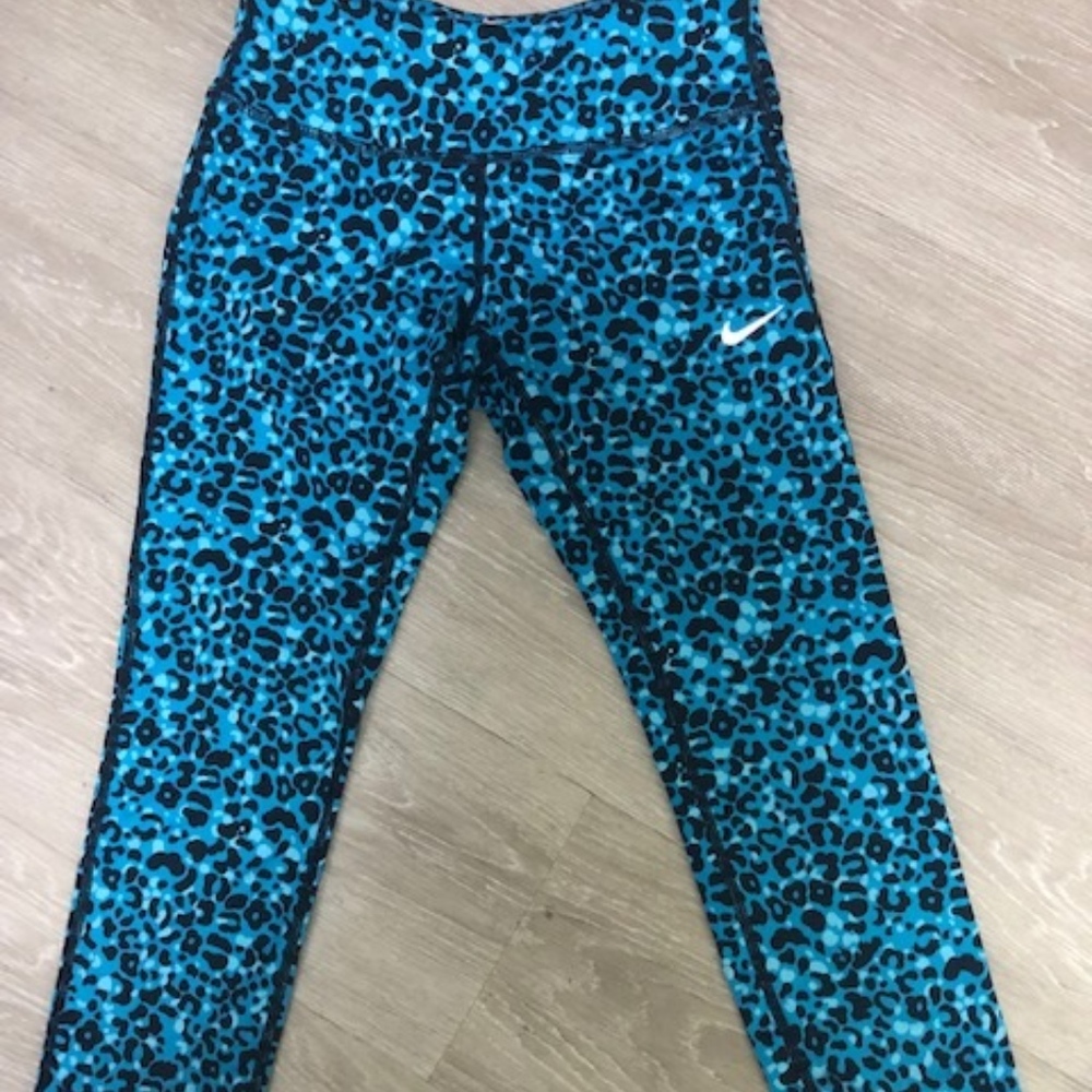 Nike Blue Leopard Print Running Tights